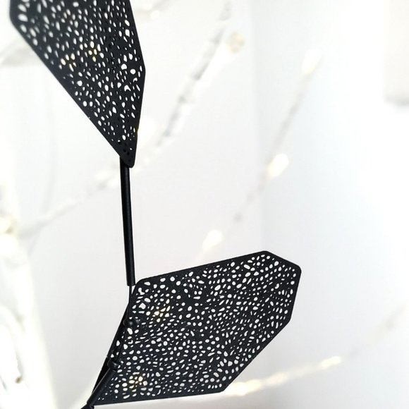 Black Metal Bib Necklace - Perforated Metal - One of a Kind Design - Picture 6 of 7